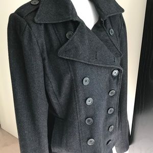 BLACK HEATHER PEA COAT SIZE: L